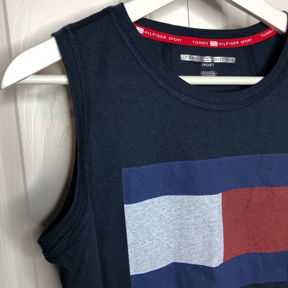 🆕NWT Tommy Sport Navy w/Faded logo Sleeveless top - Picture 5 of 8